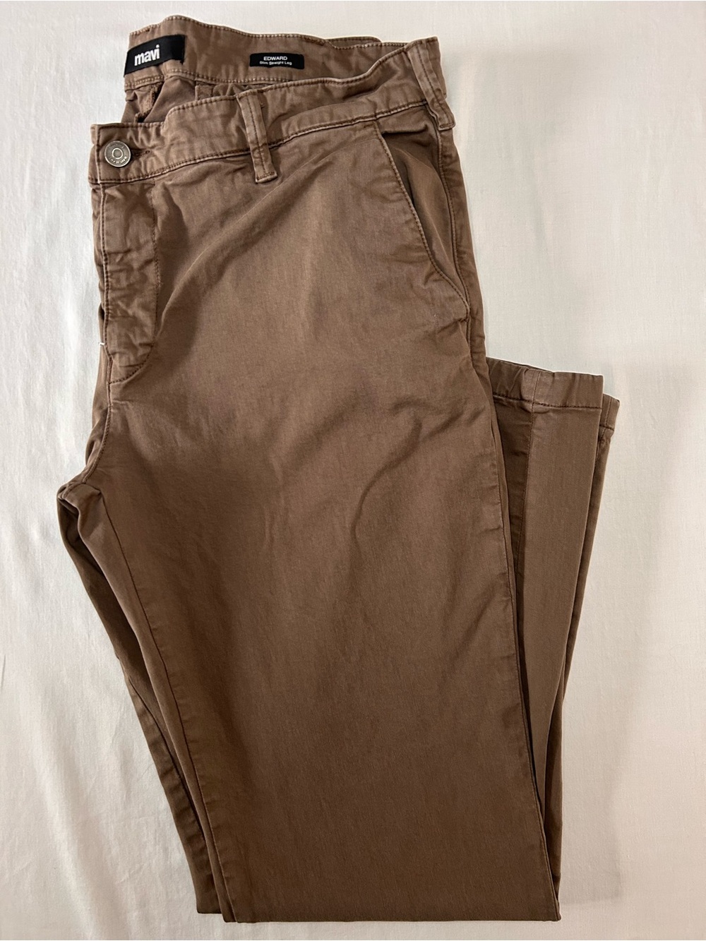 Mavi Edward Pants Mens 36x32 Slim Straight Brown Stretch Chino